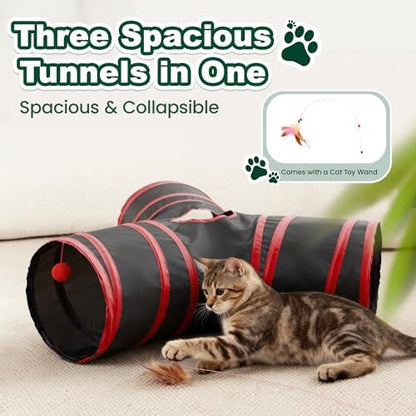 Love's cabin Cat Tunnel for Indoor Cats, 3-Way Collapsible Play Tunnel - Image 4