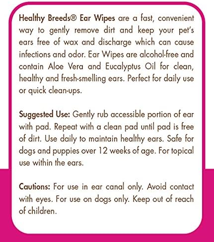 Healthy Breeds Bluetick Coonhound Ear Cleaning Wipes with Aloe & Eucalyptus for Dogs 100 Count