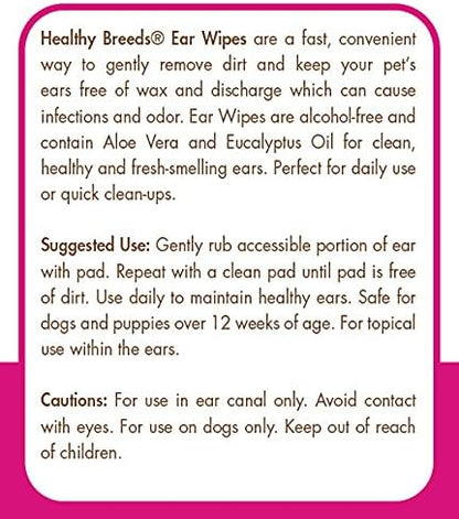 Healthy Breeds English Foxhound Ear Cleaning Wipes with Aloe & Eucalyptus for Dogs 100 Count