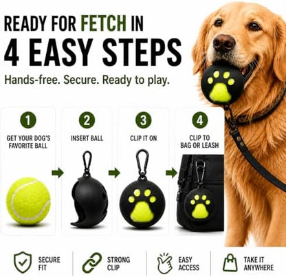 Dog Tennis Ball Holder Accessory - Leash Attachment, Lightweight Silicone for Convenient and Fun Playtime - Fits Standard Tennis Ball Size (Black) - Image 6