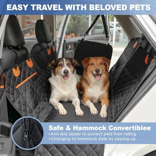 Dog Back Seat Cover Hammock, Waterproof 600D Heavy Duty Dog Car Seat Cover with Side Flaps, Scratch-Resistant Bench Seat Protector for Cars, SUVs & Trucks Grey - Image 3