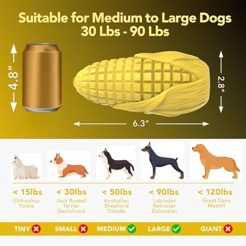 Dog Chew Toys for Aggressive Chewers,Idestructible Tough Durable Squeaky Interactive Dog Toys，Durable Dog Teeth Cleaning Toy for Medium Large Breeds，Corn Stick Toy (Yellow) (Pack of 2) - Image 5