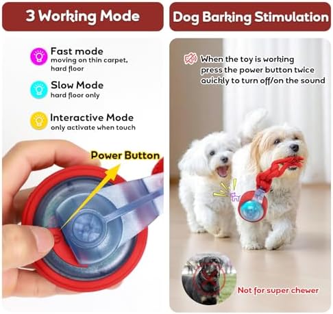 Dog Toys Interactive Rolling Ball with Rope, Motion-Activated - Image 3