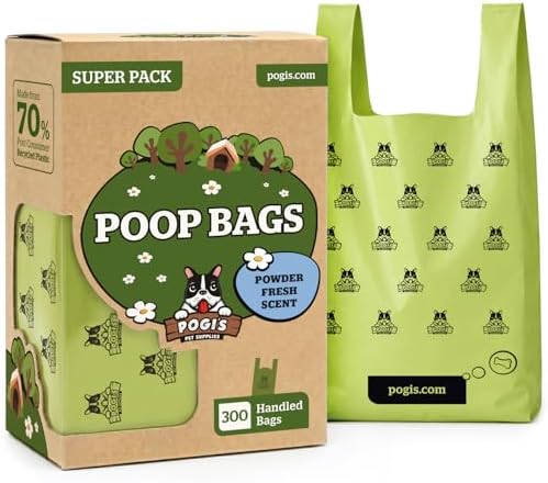 Pogi’s Dog Poop Bags with Handles – Extra-Thick, Leak-Proof, Large, Fresh Scent, 300-Count by PogisPetSupplies