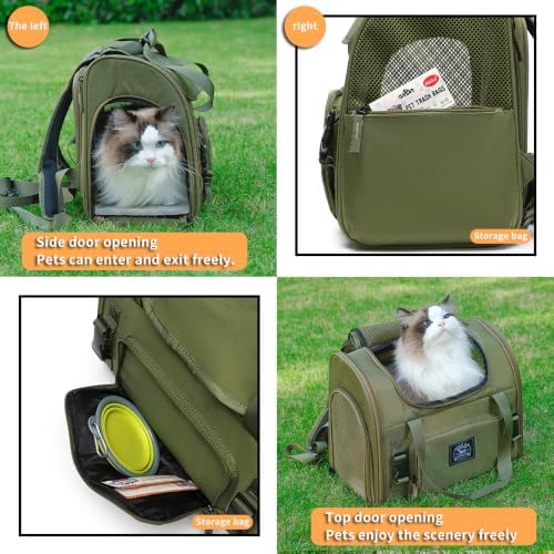 Pet Backpack Carrier for Small Dogs Medium Cats, Puppies,Breathable and Collapsible Design, Portable Travel Bag for Bearded Dragon,Rabbit Cage (Green, Small) - Image 3