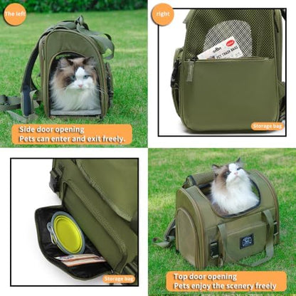Pet Backpack Carrier for Small Dogs Medium Cats, Puppies,Breathable and Collapsible Design, Portable Travel Bag for Bearded Dragon,Rabbit Cage (Green, Small) - Image 3
