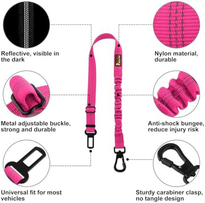 Plutus Pet Dog Seat Belt for Car, Adjustable Harness with Elastic Bungee - Image 2