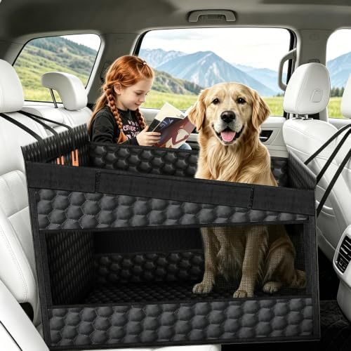 Large Dog Car Seat Cover Hammock Backseat, Waterproof Hard Base PU Leather by OROMVO