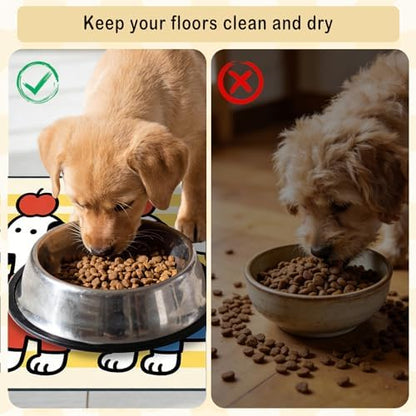 Nuxovilar Cheerful Pup Pet Food Mat Polyester 23.62x17.71 Inches - Image 5