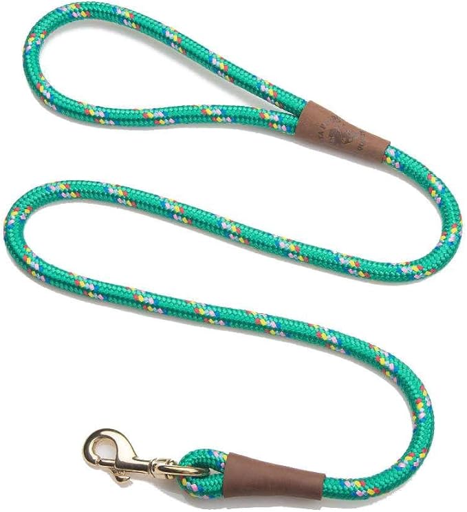 Mendota Pet Snap Leash - British-Style Braided Dog Lead, Made in The USA - Kelly Confetti, 1/2 in x 4 ft - for Large Breeds