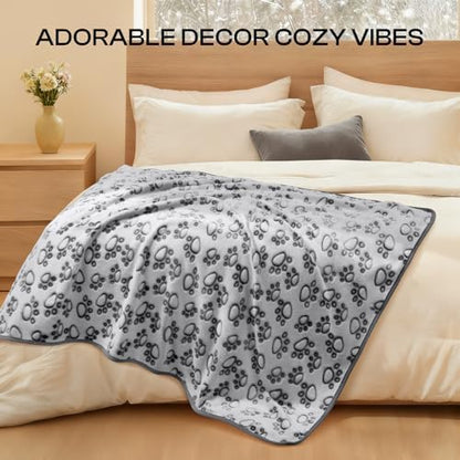 Luciphia Fluffy Paw Print Dog Blanket Large/Medium/Small, Soft Fleece Throw - Image 6