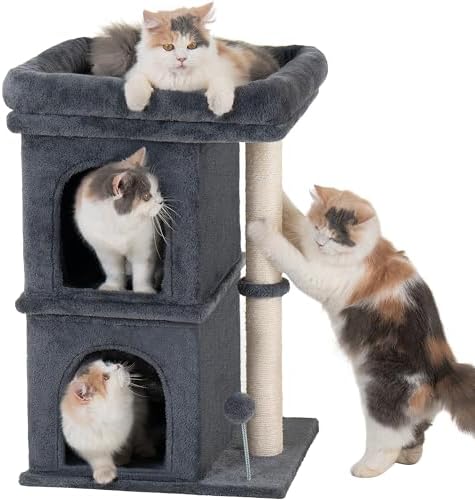 Aechonow Cat Tree for Large Cat,2 Cozy Cat Condo House for Large & Fat Cats by Aechonow