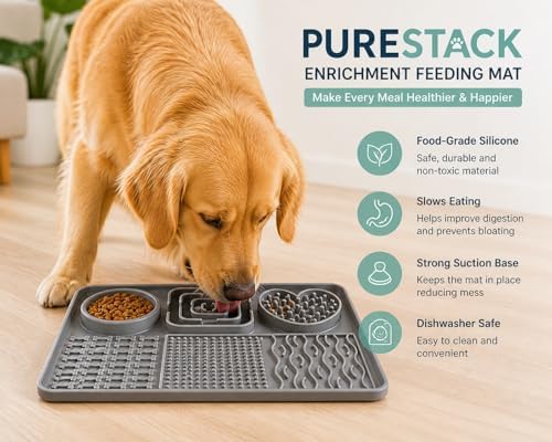 6-Zone Dog Lick Mat & Slow Feeder – Silicone Enrichment Feeding Mat for Dogs & Cats – Anxiety Relief, Slows Eating, Suction Cup, Dishwasher Safe – BPA Free Pet Feeding Mat (Grey) - Image 3