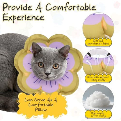EXPAWLORER Cat Cone Collar Soft, Cat E Collar Recovery After Surgery to Stop Licking, Adjustable Waterproof Cute Neck Elizabethan Pet Kitten Puppy Donut Pillow for Cats Puppy Wound Healing, Greens - Image 4
