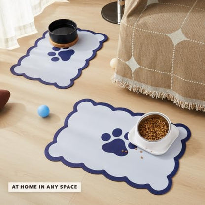 Scalloped Dog Feeding Mat, Navy Blue, 17" X 22” - Image 2