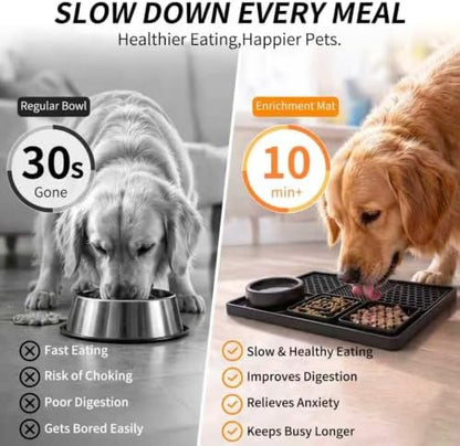 Silicone Enrichment Mat, Dog Bath Grooming Slow Feeder Bowl, Snuffle Lick Mat (Black) - Image 2