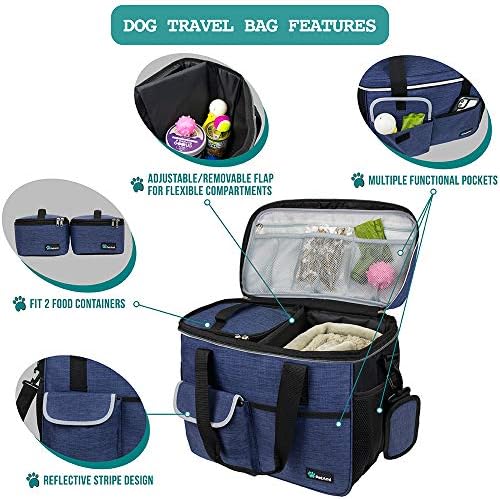PetAmi Dog Travel Bag Organizer, Pet Supplies Diaper Tote, Navy Blue Medium - Image 4