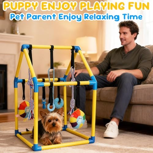 Puppy Play Gym, Dog Play Gym with 8 Hanging Toys for Small Dogs - Image 2