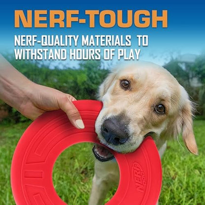 Nerf Dog Atomic Flyer Outdoor Dog Toy, 10 Inch Flying Disc Dog Fetch Toy, Rubber Dog Toy for Medium Dogs and Large Dogs, Red (Pack of 2) - Image 5