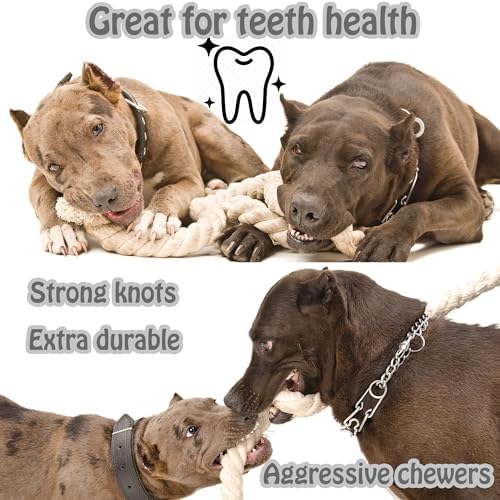 Barida Natural White Tough Dog Rope. Premium Non-Toxic Cotton Interactive Large Dog Toys, Tug of War, Chew Rope - Image 6