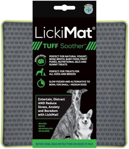LickiMat Tuff Soother Slow Feeder Lick Mat for Dogs, Green, Boredom Aid by LICKIMAT