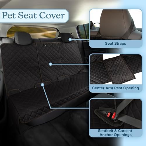 Dog Car Seat Cover for Back Seat - Water-Resistant Car Seat Protector for Cars, Trucks, and SUVs - Seat Cover Protects from Scratches, Mud, Pet Hair and Accidents - Car Accessories by PETMAKER (Black) - Image 2
