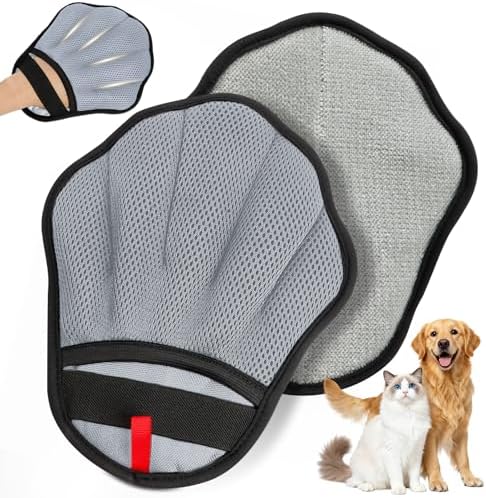 Pet Hair Removal Glove, Electrostatic Pet Hair Remover Glove for Cats & Dogs, Pet Hair Remover Tool for Laundry, Couch, Carpet, Car Seat - Upgraded Five-Finger, Reusable, Grey+Grey by Unknown