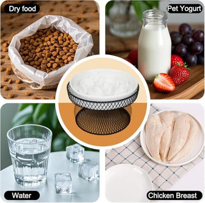 2PCS Raised Ceramic Cat Slow Feeder Bowl Elevated Food Bowl with Stand, Cat Slow Bowl for Wet Food and Dry Food,Slow Down Eating Speed, Whisker Friendly Pet Puzzle Feeder for Kitten and Small Dog - Image 6