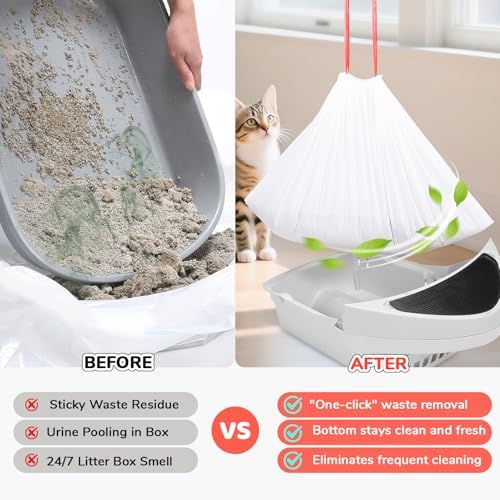 80 Count Thicken Cat Litter Box Liners Compatible With Automatic Cat Litter Box and Litter Box Robot 4 and 3,Heavy Duty Drawstring Kitten Litter Drawer Liners Disposable 25" x 16" - Image 4