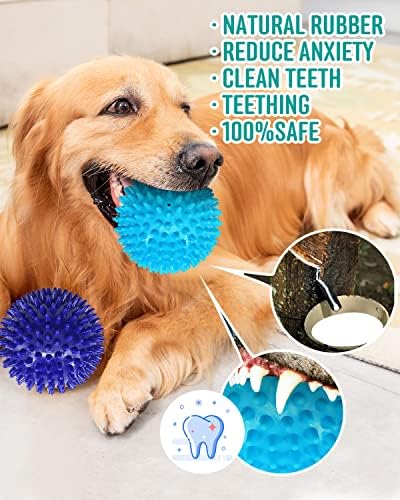 Pweituoet 2 Pack 4.5” Heavy Duty Squeaky Dog Ball for Medium Large Dogs, Spikey Dog Ball Toys for Clean Teeth and Training, Large Dog Toys for Aggressive Chewers - Image 5