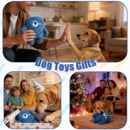 Monster Stuffed Squeaky Dog Toy, Crinkle Dog Plush Toy, Blue - Image 6