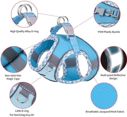AIITLE Teacup Puppy Harness with Leash, Escape-Proof Design, Blue S - Image 6