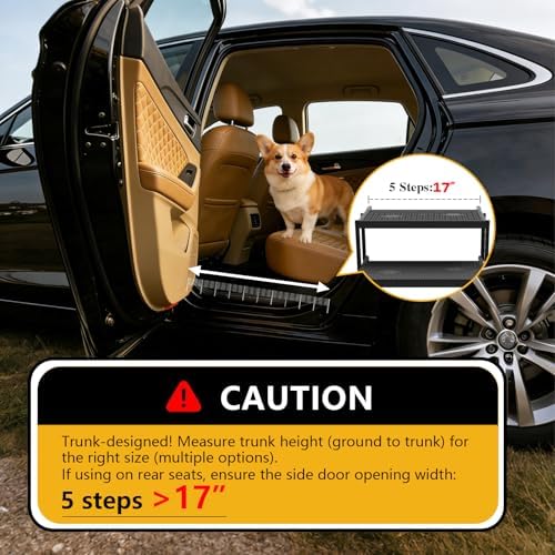 Dog Steps for Car, 5 Steps Foldable Dog Stairs for Large Dogs with Upgraded Non-Slip Surface, Pet Ramp Alternative, Heavy-Duty Plastic Pet Stairs for Vehicles, SUV, Truck, Lightweight & Portable - Image 5