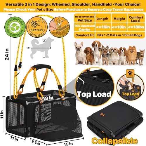 PAWZIDEA Expandable Pet Carrier for Small Cats & Dogs, TSA Airline Approved - Image 2
