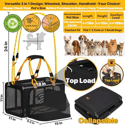 PAWZIDEA Expandable Pet Carrier for Small Cats & Dogs, TSA Airline Approved - Image 2