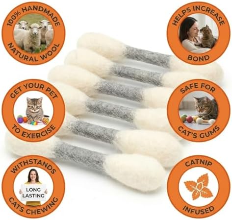 Glaciart One MINI Swabs Cat Toys with Catnip - 6 Pk | Durable for Chew, Cute Cat Toys Interactive Kitty for Boredom, Exercise, & Play | Filled w/Organic Catnip for Anxiety & as Digestive Aid - Image 2