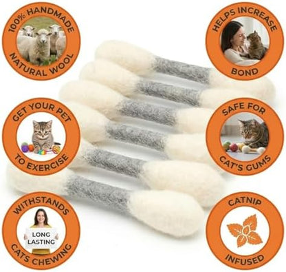 Glaciart One MINI Swabs Cat Toys with Catnip - 6 Pk | Durable for Chew, Cute Cat Toys Interactive Kitty for Boredom, Exercise, & Play | Filled w/Organic Catnip for Anxiety & as Digestive Aid - Image 2