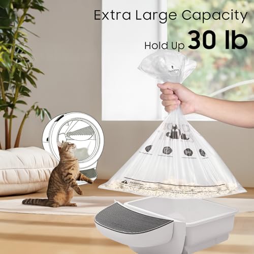 90 Pack Cat Litter Box Robot Model 5/4/3 Waste Bags,Tear Resistant, Transparent, Sensor-compatible, Pre-Separated, Automatic Litter Box Liners Bags, 9-11 Gallon Capacity - Image 5