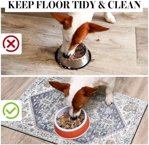 Dog Food Mats for Floors Absorbent, Pet Cat Food Mat - Non Slip Dog Bowl Mats for Food and Water, Eco-Friendly Boho Dog Placemats Feeding Mat Pet Supplies - Image 3
