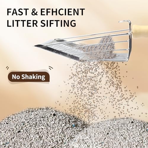 Cat Litter Scoop, Premium Kitty Shovel with Hook and Hole, Metal Sifter Scooper Stainless Steel for Easy Cleaning, Durable and Heavy Duty, Odor-Free for Litter Box (Scoop with Holder) - Image 7