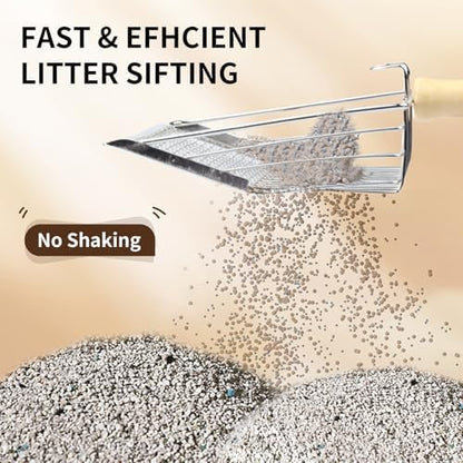 Cat Litter Scoop, Premium Kitty Shovel with Hook and Hole, Metal Sifter Scooper Stainless Steel for Easy Cleaning, Durable and Heavy Duty, Odor-Free for Litter Box (Scoop with Holder) - Image 7