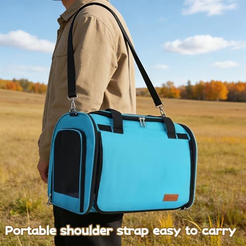 TWDEPART Cat Carrier Backpack - Multifunctional, Firm & Foldable with Roll-Up Shade, Breathable Design Includes Collapsible Bowl and Cushion (Blue) - Image 6