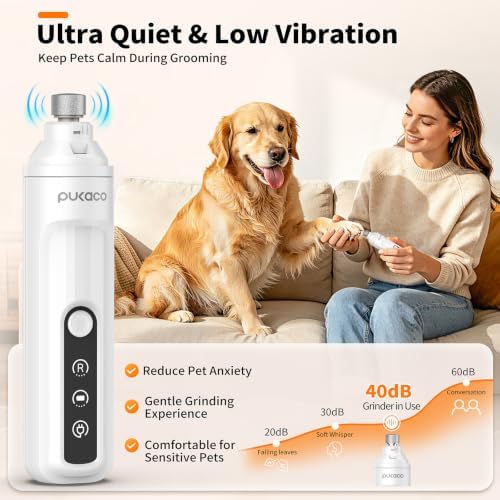 Whisper Quiet Dog Nail Grinder with Light Electric Cat Nail Trimmer - Image 4