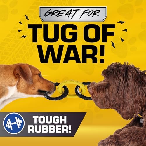 Tonka 3-Ring Tug Outdoor Dog Toy, 10.5 Inch Ring Dog Tug Toy for Medium and Large Breeds, Black/Yellow - Image 3