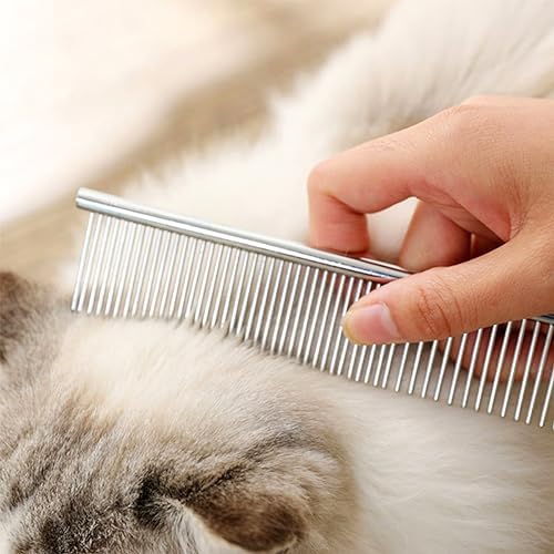 4 PCS Stainless-Steel Comb Dog Combs for Knots, Mats & Loose Hair Removal - Effective Dematting Tool, Comfortable, Lightweight, Portable & Safe for Dogs, Cats & Pets - Image 5