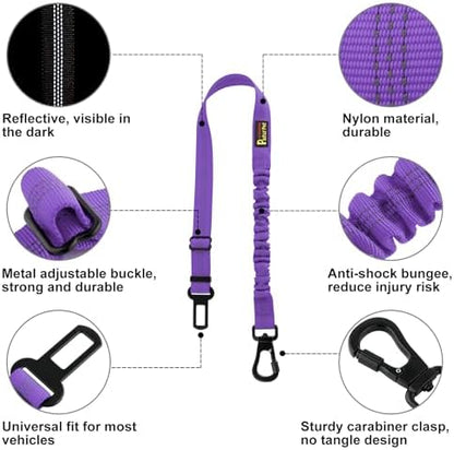 Plutus Pet Dog Seat Belt for Car, Adjustable Harness with Elastic Bungee - Image 2