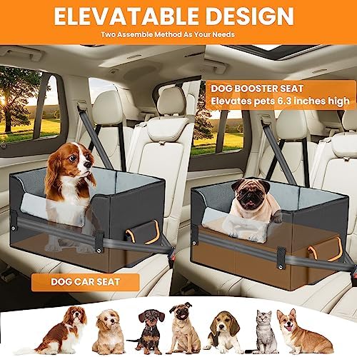 Dog Car Seat for Small Dogs, Elevated Dog Booster Seat Pet Travel Carrier Bed for Car with Adjustable Straps Pet Car Booster Seat for Small Dogs Cats - Image 3