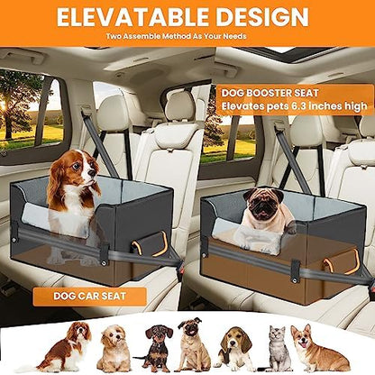 Dog Car Seat for Small Dogs, Elevated Dog Booster Seat Pet Travel Carrier Bed for Car with Adjustable Straps Pet Car Booster Seat for Small Dogs Cats - Image 3