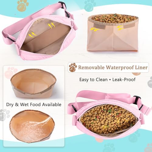 Fashion Dog Treat Pouch with Clicker Stylish Crossbody Dog Walking Bag, 3-in-1 Dog Training Treat Pouch with Removable Waterproof Liner, Treat Holder Waist Bag for Puppy Training & Daily Walks - Image 3