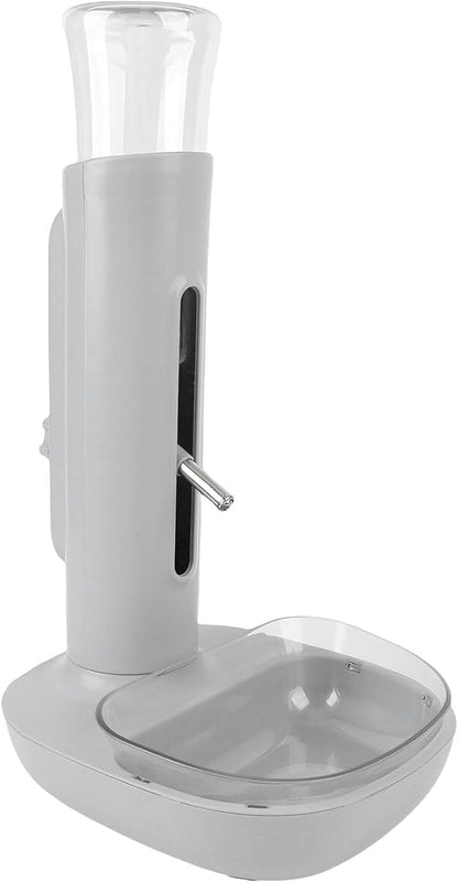 Pet Standing Water Dispenser Cat Dog Standing Bowl with Detachable Pole Automatically Feeding Water Height Adjustable for Cage, Crate (Grey)